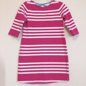 Gap Little Girls Pink White Striped 3/4 Long Sleeve Crew Neck T-shirt Dress